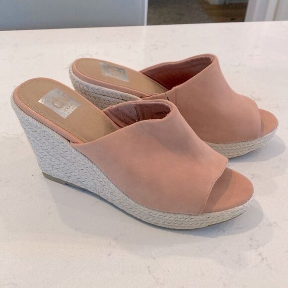 NEW Dolce Vita Petal Pink Espadrille 4” Wedge Leather once strap Sandals size 9 - Picture 1 of 8